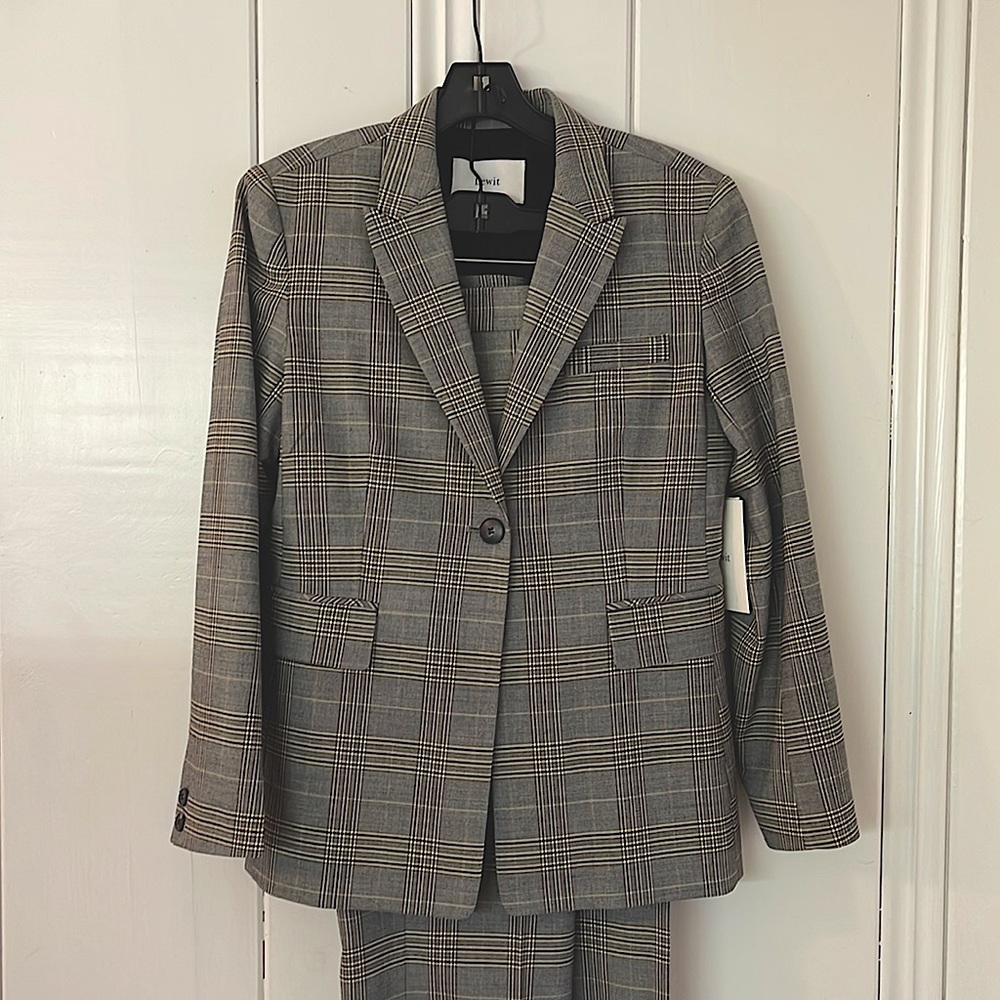 NWT Nordstrom Designer Lewit Plaid Blazer Single Button